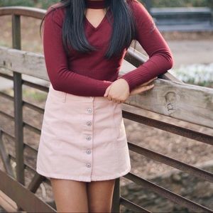 pink button up skirt